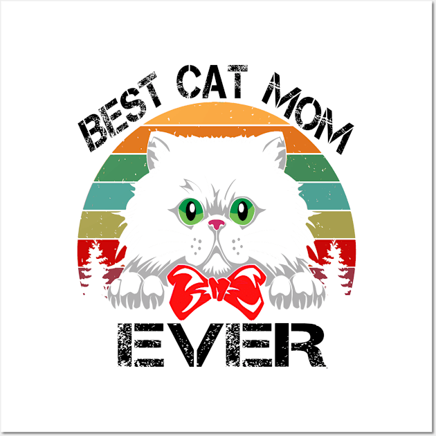 Vintage Best Cat Mom Ever Wall Art by karascom